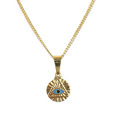 Gold Filled Triangle Evil Eye Round Necklace